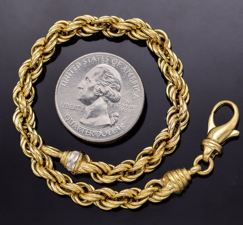 Vintage Tiffany & Co 18K Yellow Gold Rope Chain Bracelet 13.4 Grams