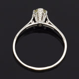 Antique 14K White Gold 0.40 Ct Old Euro Diamond Solitaire Band Ring