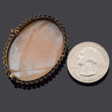 Antique 10K Yellow Gold Oval Cameo Shell Pendant