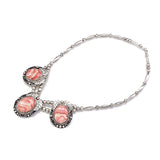 Vintage Sterling Silver Rhodochrosite Southwestern Navajo Pearl Necklace