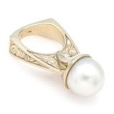 Vintage 14K White Gold Sea Pearl Cocktail Ring 20.6 Grams Size 6.25