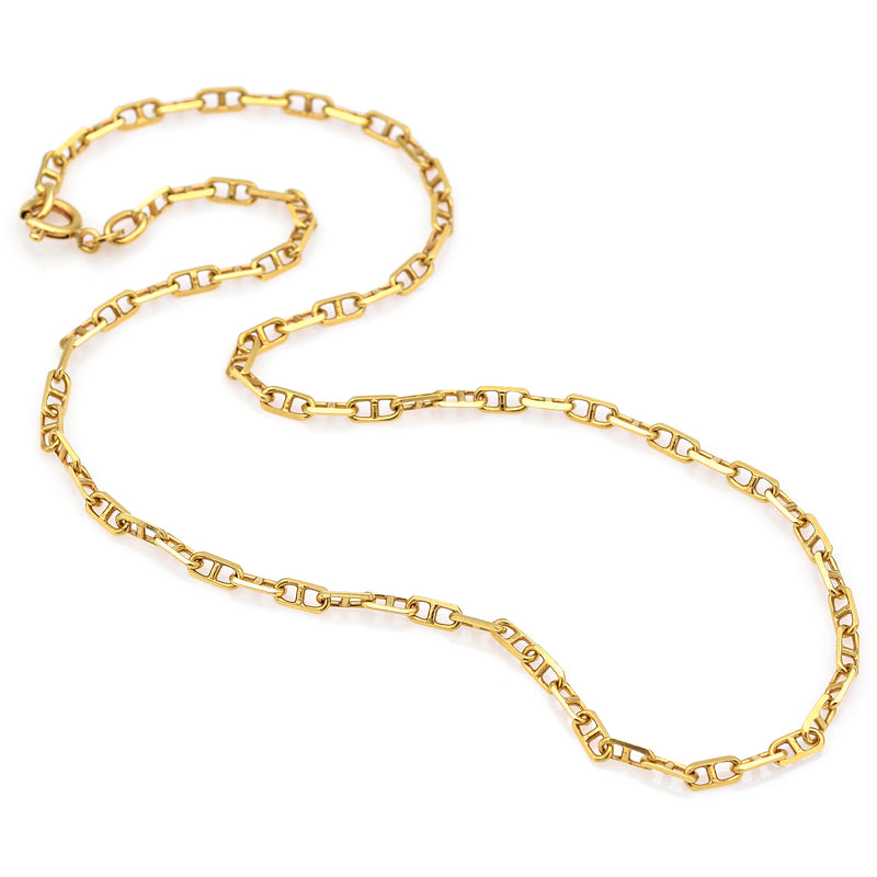 Uno a Erre Vintage 18K Yellow Gold 2.9 mm Mariner Chain Necklace 15 Inches