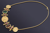 Vintage 18K Gold Italian Tagliamonte Ruby & Venetian Glass Cameo Necklace 25.8G