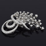 Vintage 14K White Gold 2.70 TCW Diamond Floral Brooch Pin