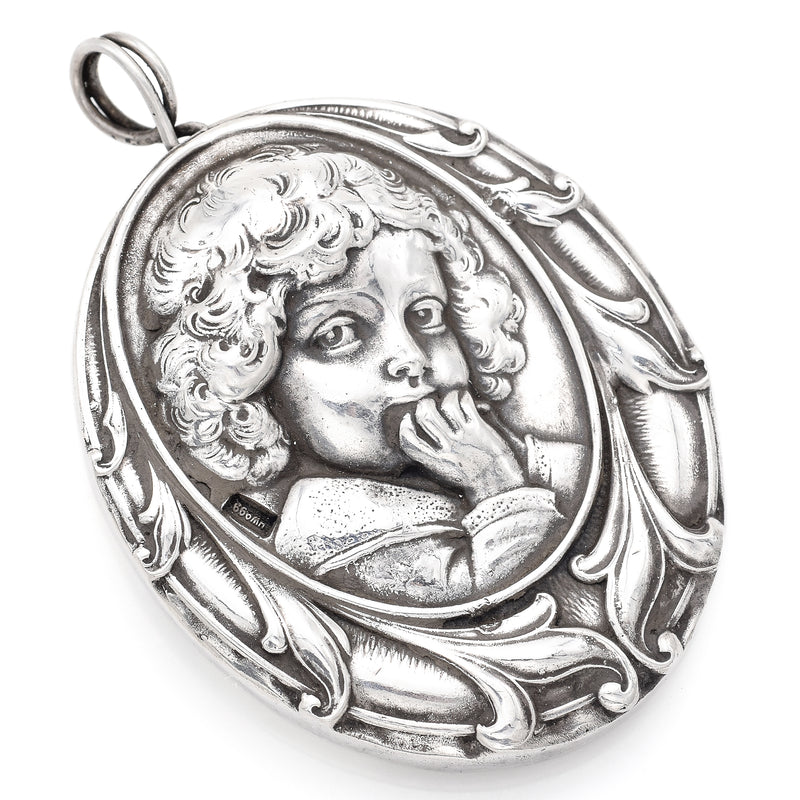 Vintage Henryk Winograd HW 999 Fine Silver Repoussé Toddler Boy Pendant