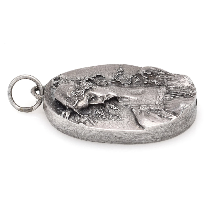 Vintage Henryk Winograd HW 999 Fine Silver Repoussé Woman Primavera Pendant Sm