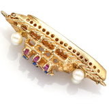 Vintage 14K Gold Ruby, Sapphire & Pearl Bon Voyage Cruise Ship Charm Pendant