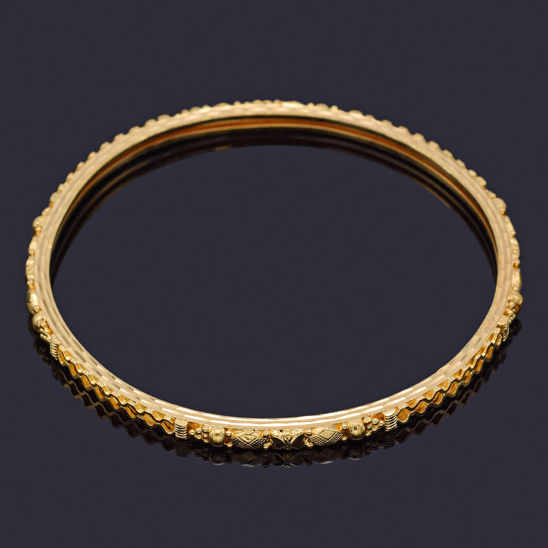 Estate 22K Yellow Gold Etched Bangle Bracelet 3.25 mm 11.9 Grams