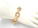 Vintage 14K Yellow & Rose Gold Large Oval Link Bracelet
