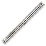 Antique Art Deco Platinum Sapphire Bar Brooch Pin