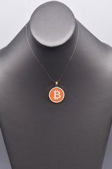 14K Yellow Gold Bitcoin (₿) Cryptocurrency Enamel Pendant