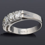 Vintage 14K White Gold 1.09 TCW Diamond Semi-Eternity Band Ring 4.0G Size 6