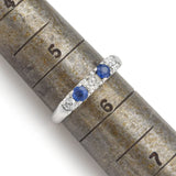 Antique 14K White Gold Sapphire & 0.48 TCW Diamond Band Ring