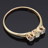 Antique 14K Yellow Gold 0.42 TCW Old Euro Diamond Three-Stone Band Ring