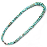 Lise Mori K Sterling Silver Persian Turquoise Long Beaded Disc Necklace