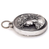 Vintage Henryk Winograd HW 999 Fine Silver Repoussé Woman Grape Vine Pendant Sm