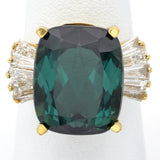 Vintage PacG 14K Gold 14.37Ct Green Tourmaline & 1.08TCW Diamond Cocktail Ring