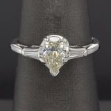 Vintage 14K White Gold 0.89 TCW Diamond Pear Three-Stone Band Ring Size 5.5