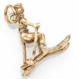 Vintage 14K Yellow Gold Ski Racer Charm Pendant