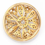 Antique 14K Yellow Gold Diamond Art Deco Round Brooch Pendant D/E VS-1