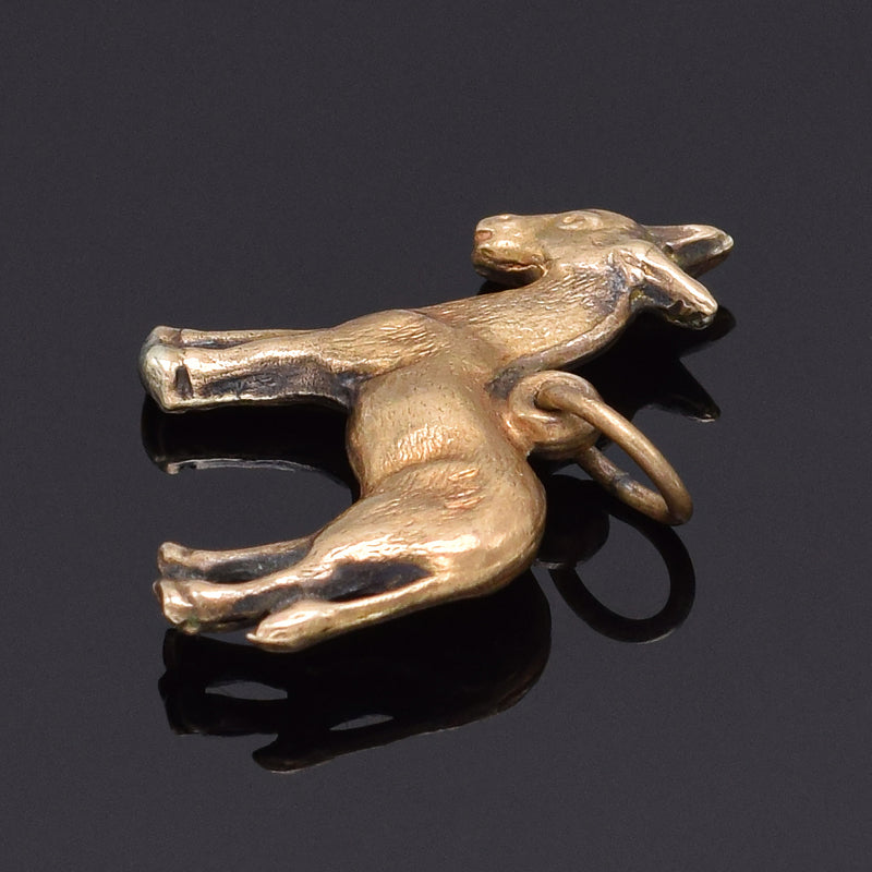 Vintage 14K Yellow Gold Donkey Charm Pendant 1.6 Grams