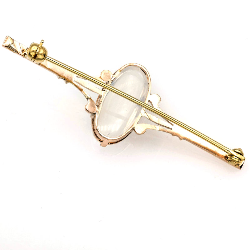 Antique Victorian 14K Gold Moon Stone Brooch Pin