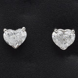 14K White Gold 0.50 TCW Diamond Heart Stud Earrings 4.5 x 4.3 mm