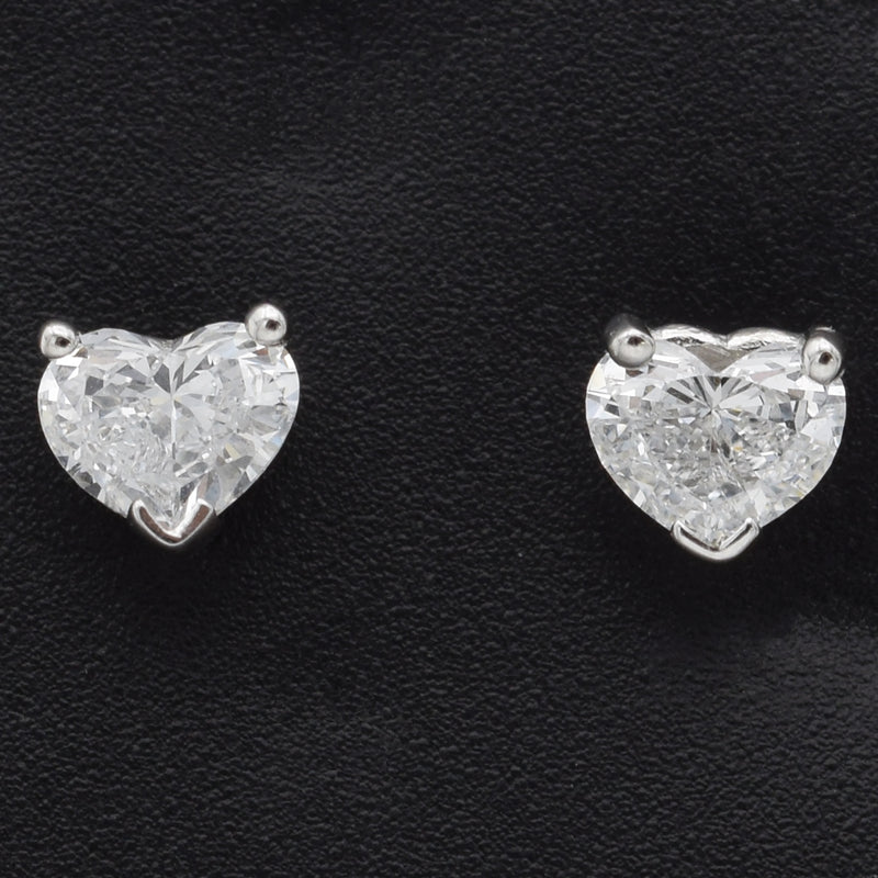 14K White Gold 0.50 TCW Diamond Heart Stud Earrings 4.5 x 4.3 mm