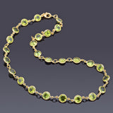 Estate 18K Yellow Gold Peridot Round Link Necklace + Box 22.5G 18.5 Inches