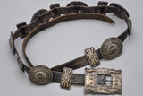 Vintage Ida Morgan Sterling Silver Leather Backed Concho Belt