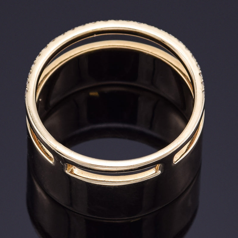 Estate 14K Yellow Gold Diamond Wide Band Ring 10.5 mm 7.1 Grams