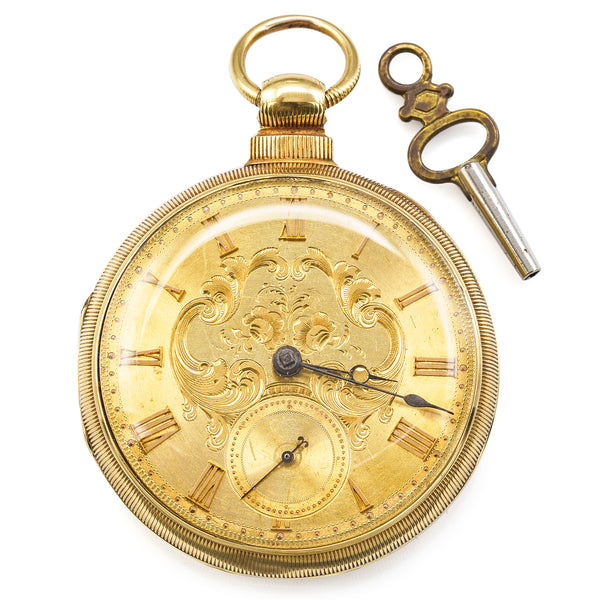 Antique Mid-19th Century Harold & Co. London 18K Gold Fusee Pocket Watch