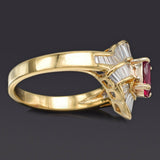 Vintage 18K Gold Natural Ruby & 1.35 TCW Diamond Baguette Band Ring 5.0Gr Sz 6.5