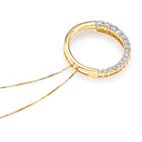 Vintage 14K Gold 0.44 TCW Diamond Circle Love is a Journey Pendant Necklace
