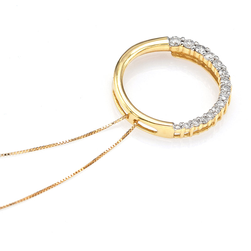 Vintage 14K Gold 0.44 TCW Diamond Circle Love is a Journey Pendant Necklace