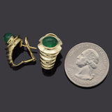 Vintage 14K Yellow Gold Emerald Omega Back Drop Earrings
