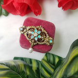 Antique Victorian 14K Gold Opal, Diamond & Sea Pearl Brooch Pin