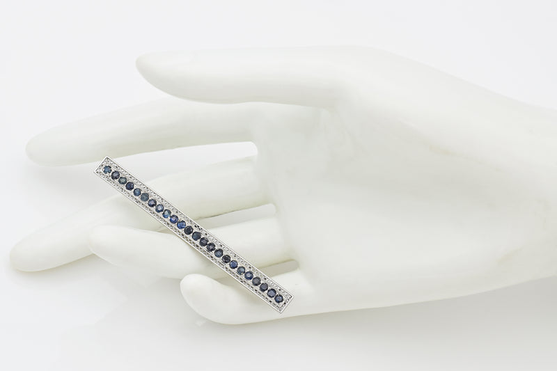 Antique Art Deco Platinum Sapphire Bar Brooch Pin