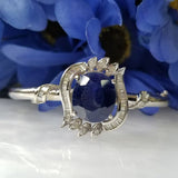 Estate 14K White Gold Sapphire & Diamond Bangle Bracelet