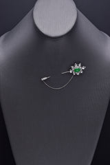 Vintage Platinum Green Jade & 0.41 TCW Diamond Brooch Pin