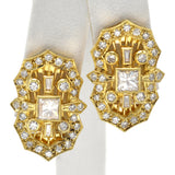 Vintage 18K Yellow Gold 2.02 TCW Diamond Omega Back Earrings