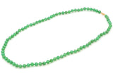 Vintage 14K Yellow Gold Apple Green Chrysoprase Long Beaded Strand Necklace 34"
