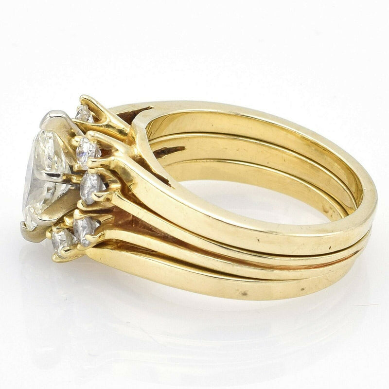 Vintage 14K Yellow Gold 0.84 Ct Marquise Diamond Three-Piece Ring Set