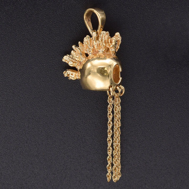 Vintage 14K Yellow Gold Hawaiian Ikaika Warrior Helmet Charm Pendant 2.6 Grams