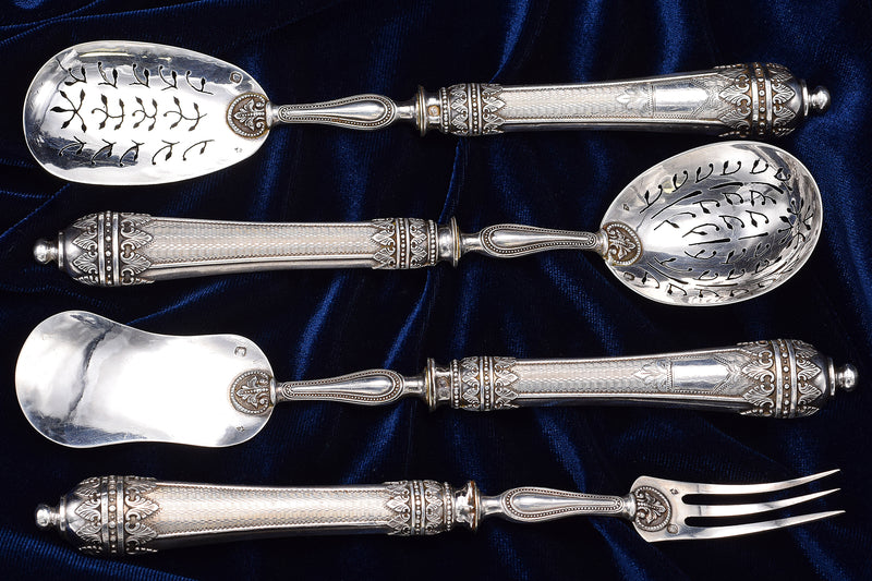 Antique 19th Century French Sterling Silver Hors d'oeuvre Set 143.0 Grams