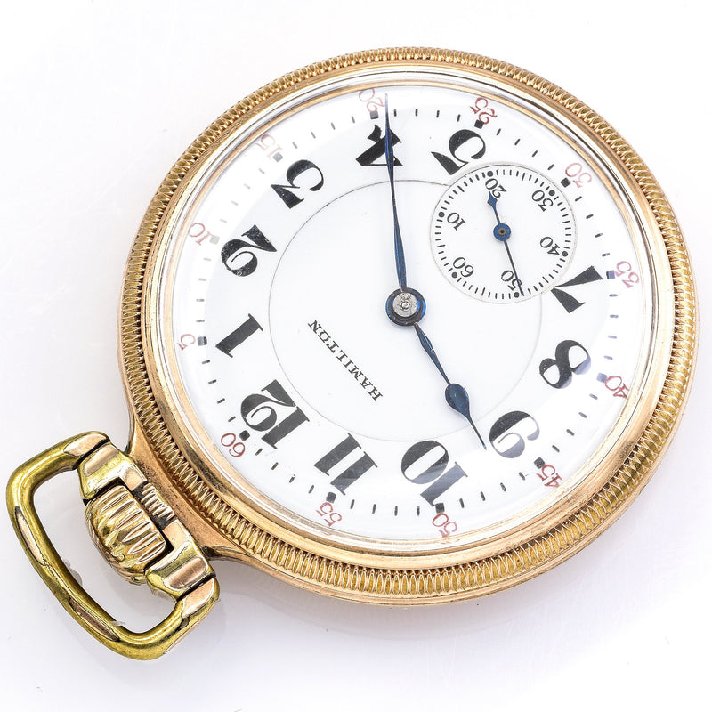 Antique Hamilton 992 21 Jewels Railroad Pocket Watch 10K Gold Filled Case
