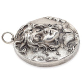 Vintage Henryk Winograd HW 999 Fine Silver Repoussé Flower Maiden Pendant