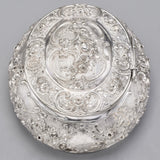 Antique 800 Silver Floral Etched Oval Box Case