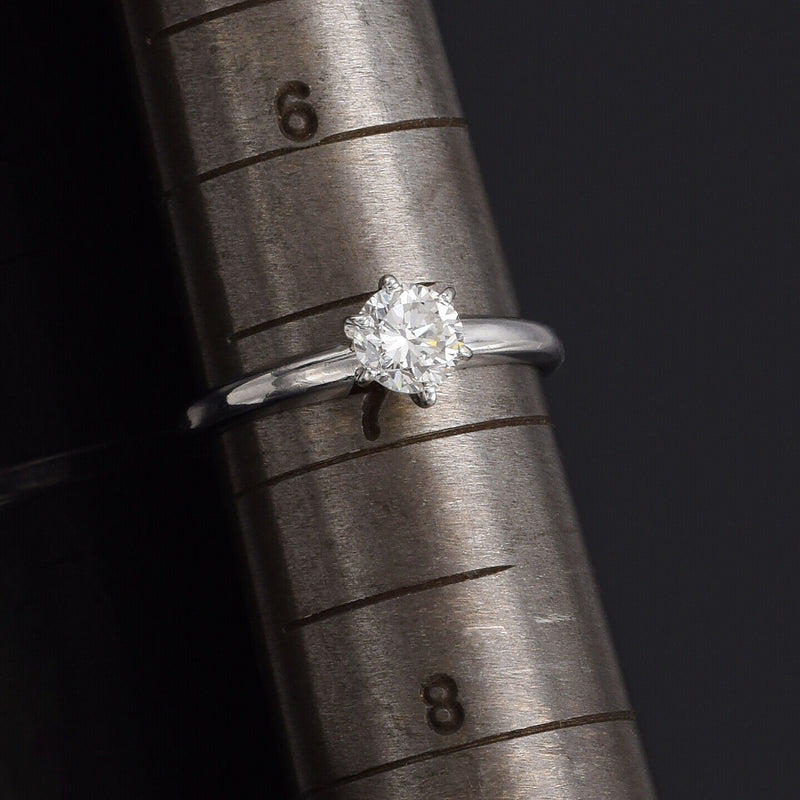 Vintage Platinum 0.64 Carat Round Diamond Solitaire Band Ring