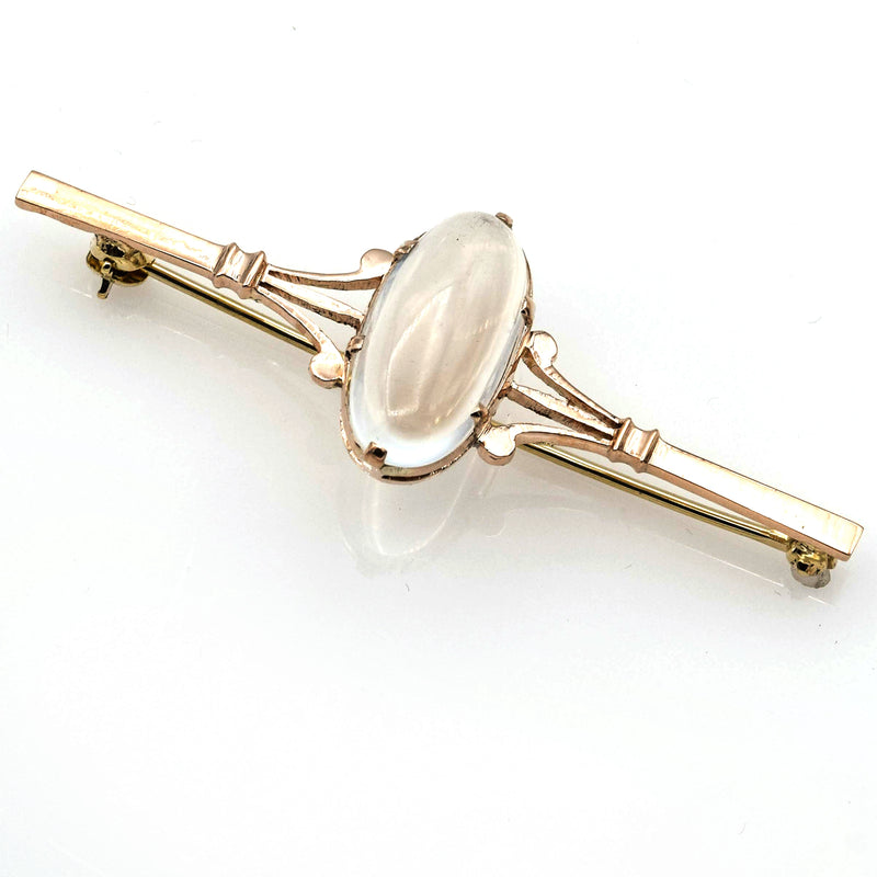 Antique Victorian 14K Gold Moon Stone Brooch Pin